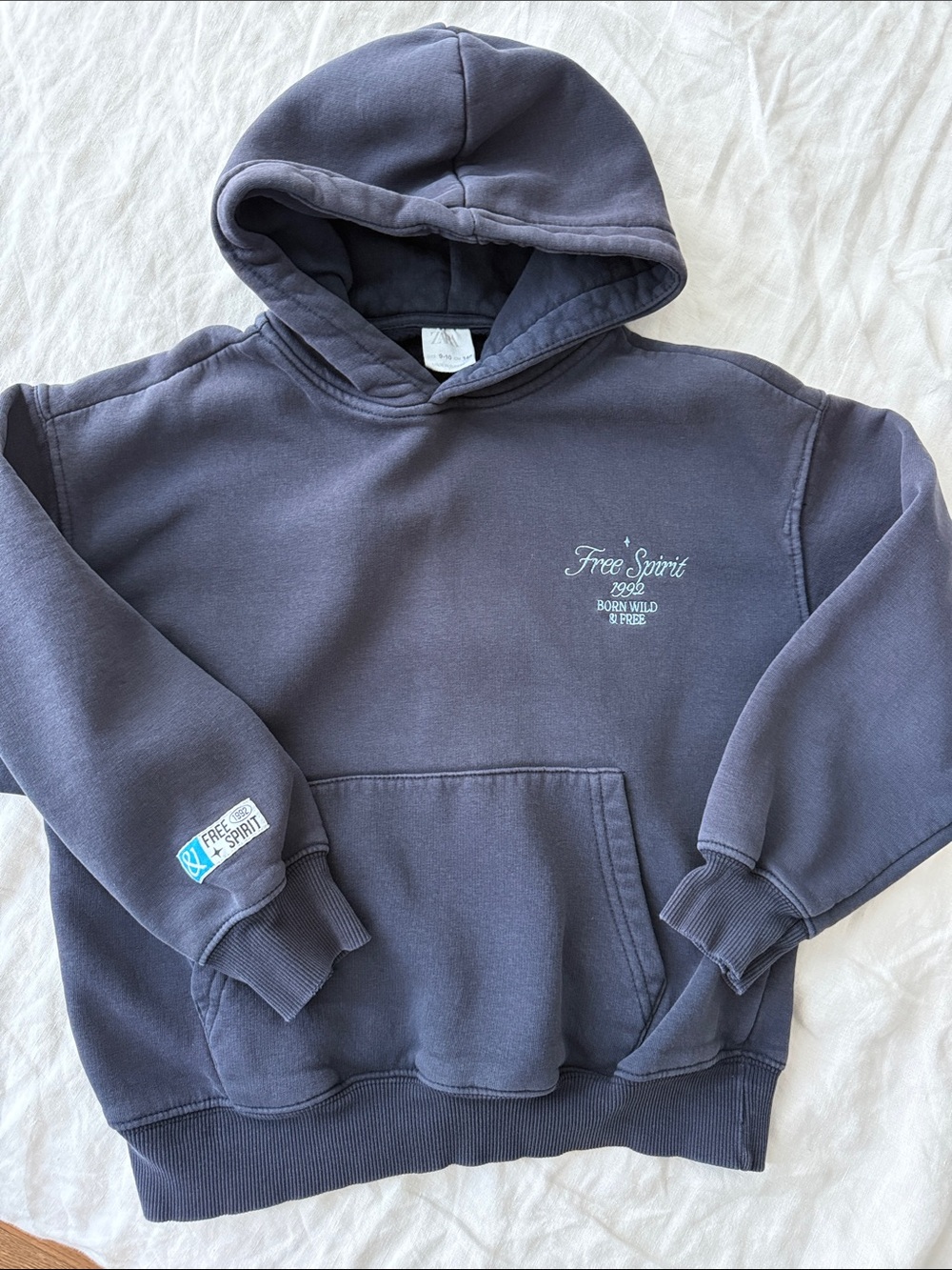 Zara Men's Crewneck Hoodie in Charcoal Blue